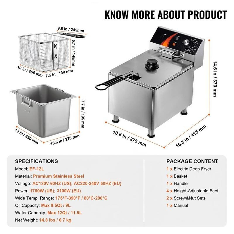 Tabletop Frying Machine 12Qt / - Foods X review and price
