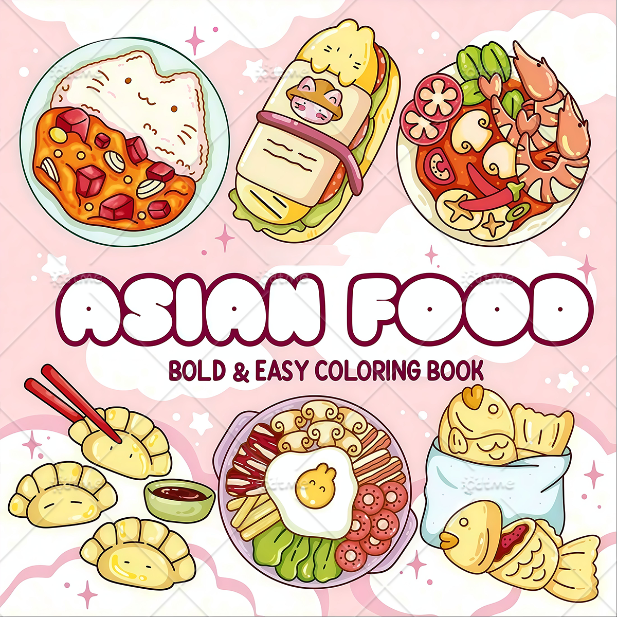 ASIAN Food Bold-easy Patterns  - Food Y Snacks Coloring Book review and price