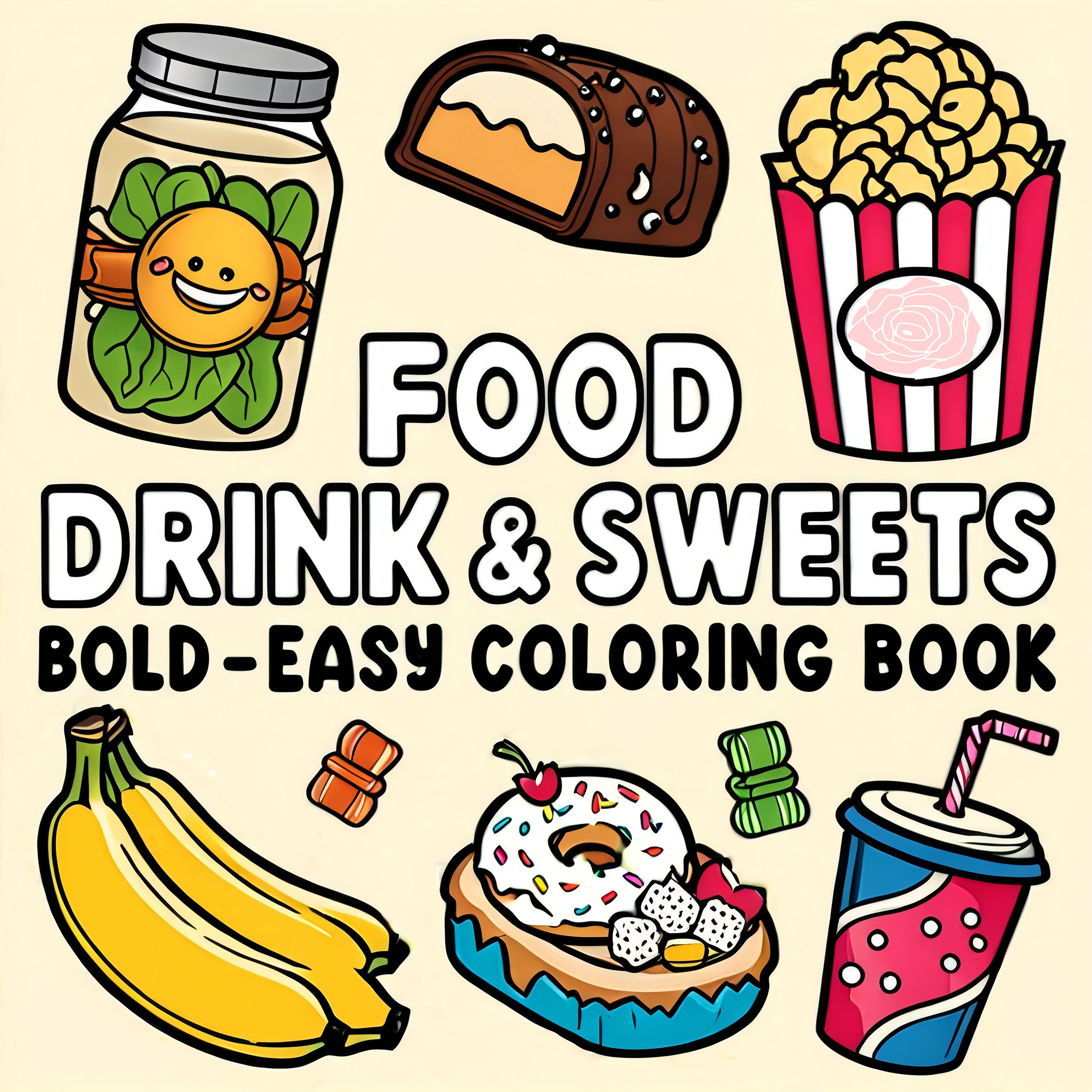 FOOD DRINK & SWEETS BOLD-EASY  - Food Y Snacks Coloring Book review and price