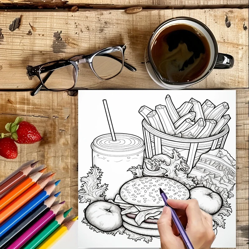 Fast Food Coloring Book for Ad - Food Y Snacks Coloring Book review and price